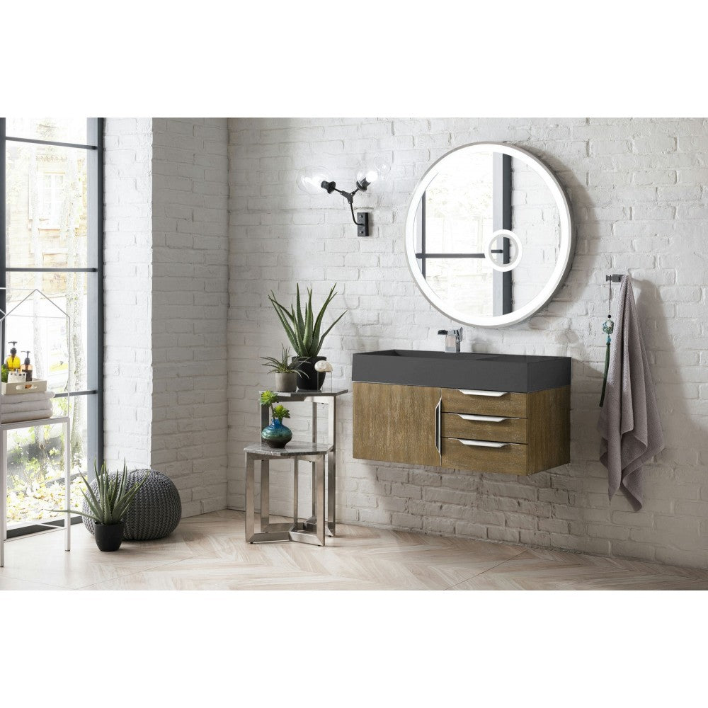 Mercer Island 36" Single Vanity, Latte Oak w/ Dusk Gray Glossy Composite Top