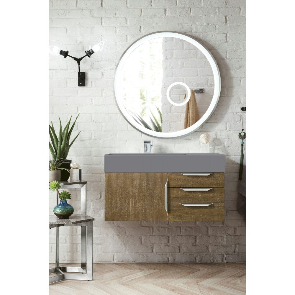 Mercer Island 36" Single Vanity, Latte Oak w/ Dusk Gray Glossy Composite Top