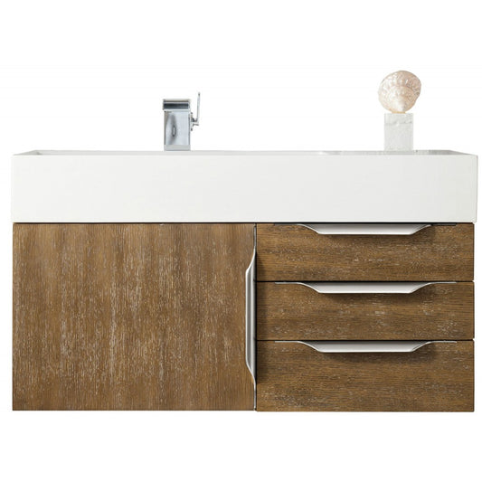 Mercer Island 36" Single Vanity, Latte Oak w/ Glossy White Composite Top
