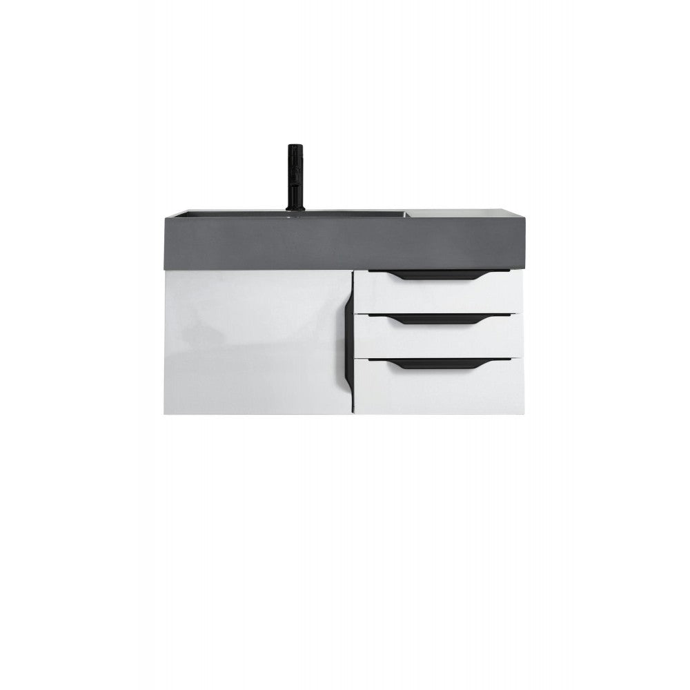 Mercer Island 36" Single Vanity  White Black w/Dusk Gray  Composite Top