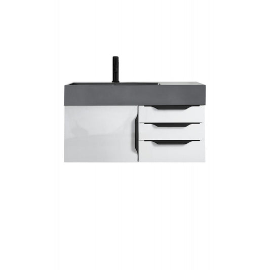 Mercer Island 36" Single Vanity  White Black w/Dusk Gray  Composite Top