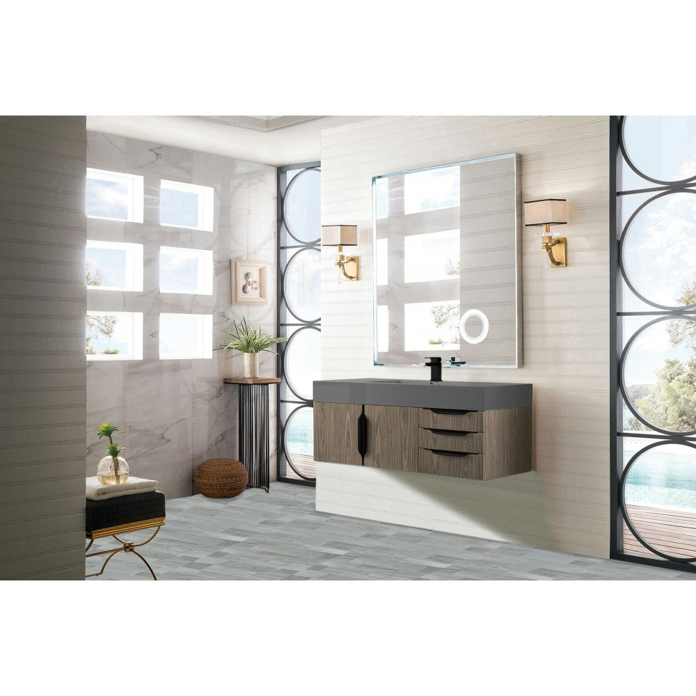 Mercer Island 48" Single Vanity Ash Gray Black w/Dusk Gray Glossy Composite Top