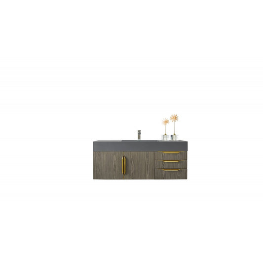 Mercer Island 48" Single Vanity Ash Gray Radiant Gold w/Dusk Gray  Composite Top
