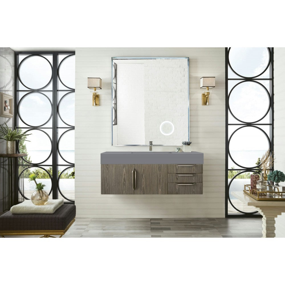 Mercer Island 48" Single Vanity, Ash Gray w/ Dusk Gray Glossy Composite Top