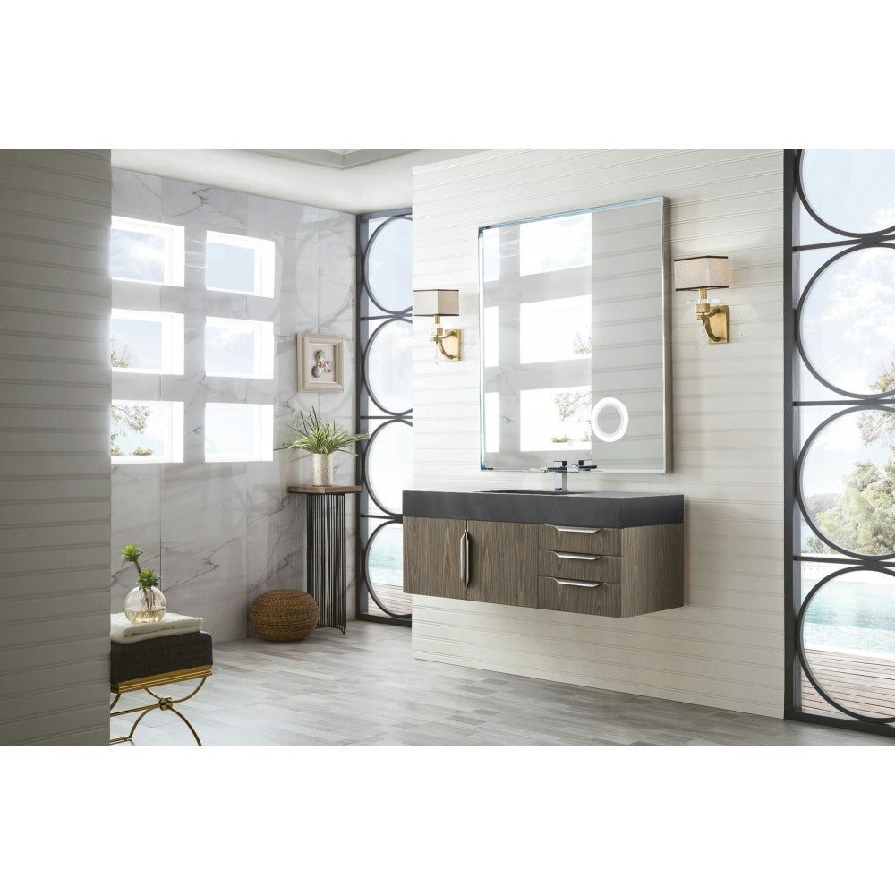 Mercer Island 48" Single Vanity, Ash Gray w/ Dusk Gray Glossy Composite Top