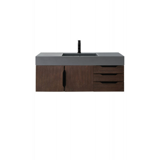 Mercer Island 48" Single Vanity Coffee Oak Black w/Dusk Gray  Composite Top