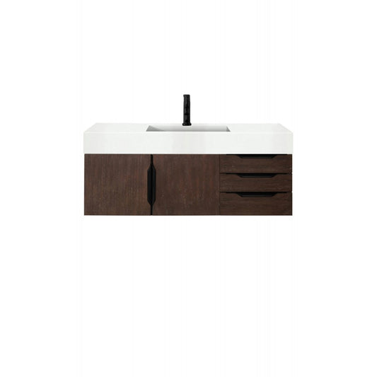 Mercer Island 48" Single Vanity Coffee Oak Black w/Glossy White Composite Top