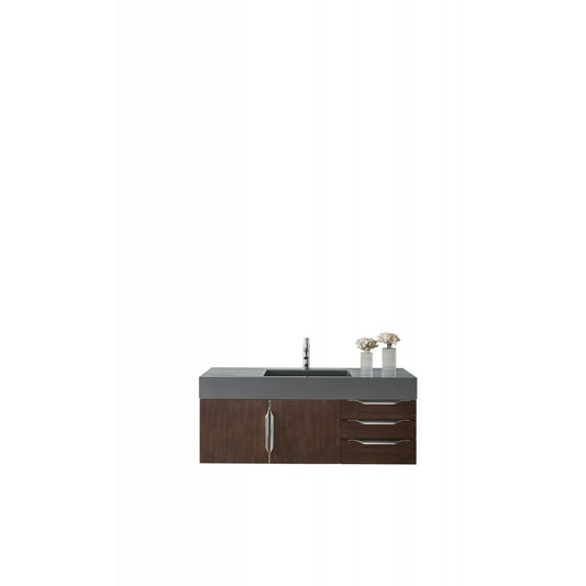 Mercer Island 48" Single Vanity, Coffee Oak w/ Dusk Gray Glossy Composite Top