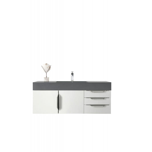 Mercer Island 48" Single Vanity, Glossy White, w/ Dusk Gray Glossy Composite Top