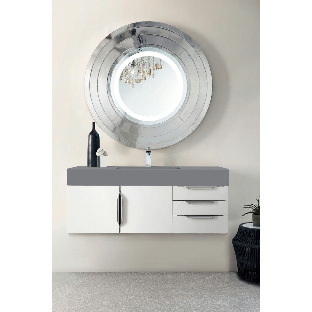 Mercer Island 48" Single Vanity, Glossy White, w/ Dusk Gray Glossy Composite Top