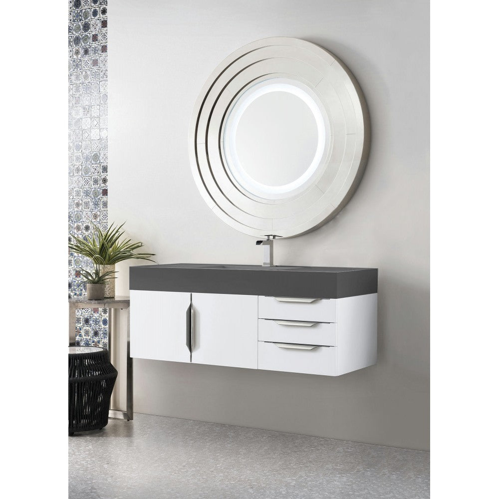 Mercer Island 48" Single Vanity, Glossy White, w/ Dusk Gray Glossy Composite Top