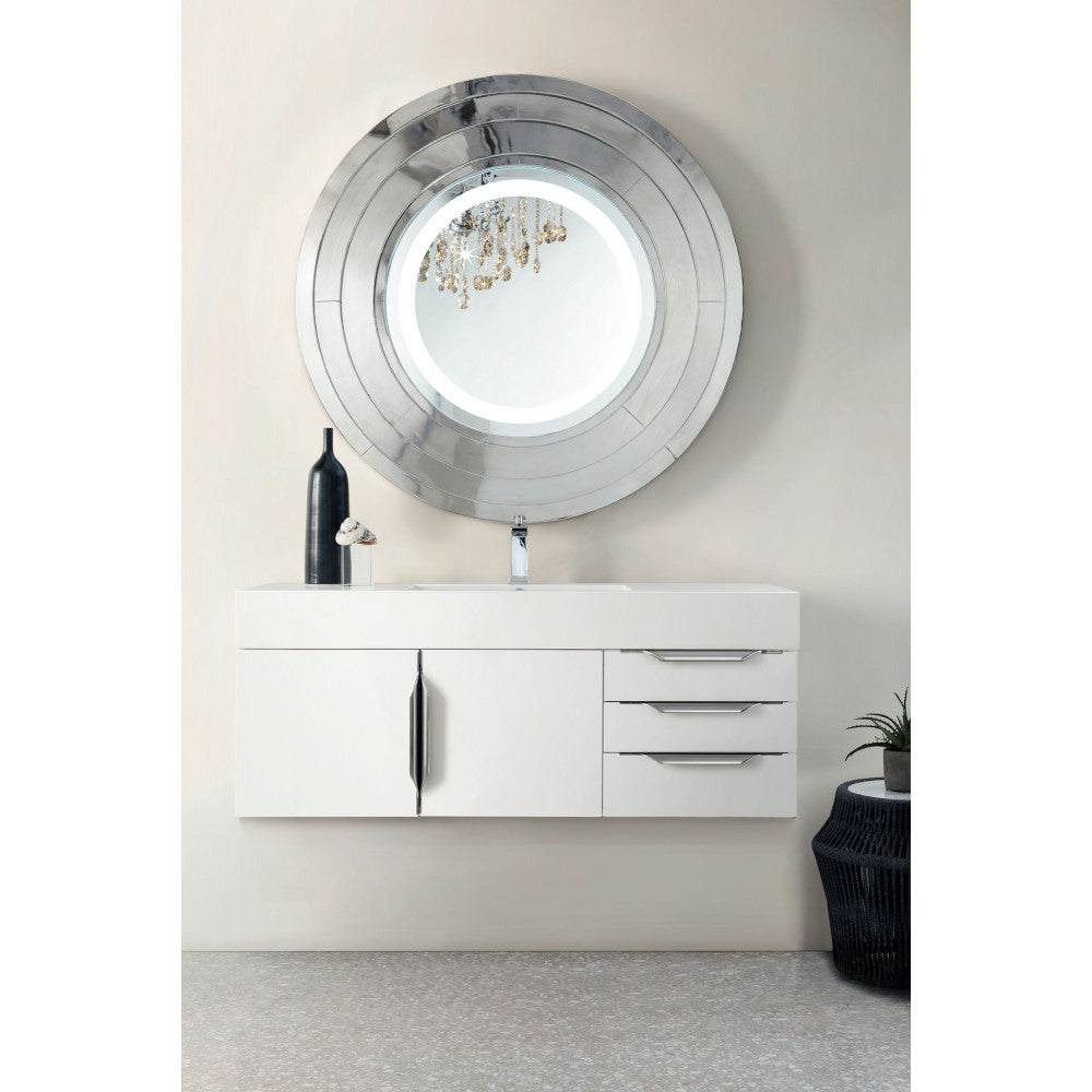 Mercer Island 48" Single Vanity, Glossy White, w/ Glossy White Composite Top