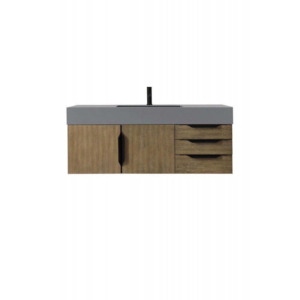 Mercer Island 48" Single Vanity Latte Oak Black w/Dusk Gray Glossy Composite Top