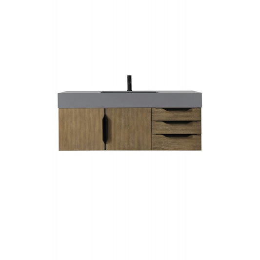 Mercer Island 48" Single Vanity Latte Oak Black w/Dusk Gray Glossy Composite Top