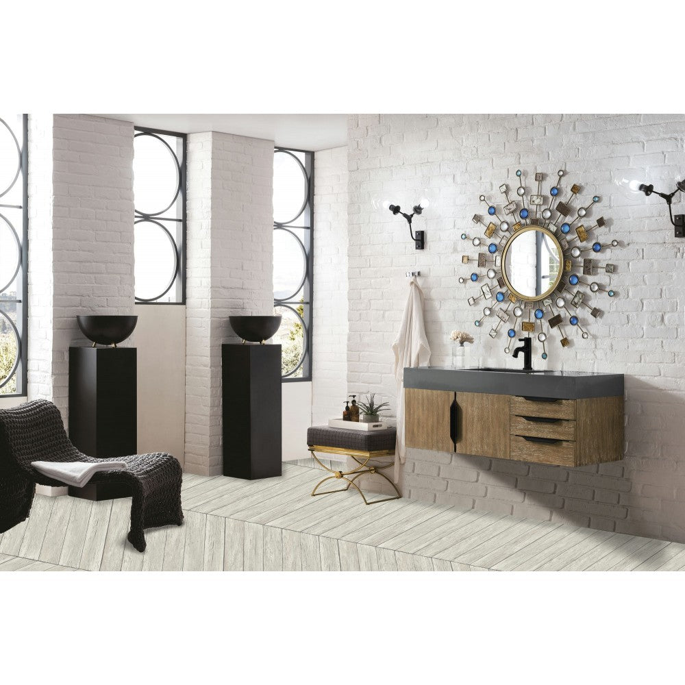 Mercer Island 48" Single Vanity Latte Oak Black w/Dusk Gray Glossy Composite Top