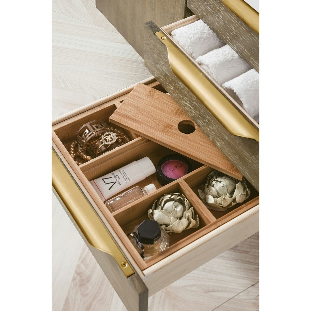 Mercer Island 48" Single Vanity Latte Oak Radiant Gold w/ White Composite Top