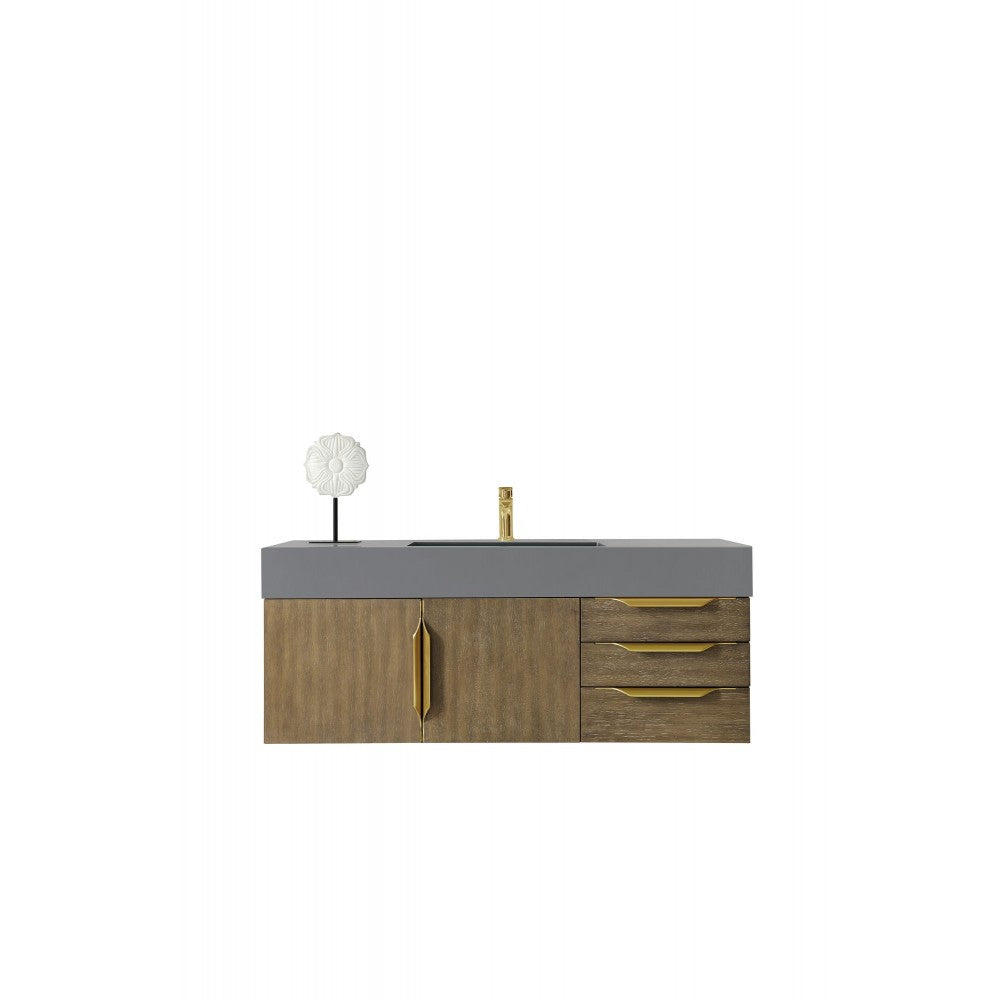 Mercer Island 48" Single Vanity Latte Oak Radiant Gold,Dusk Gray Composite Top