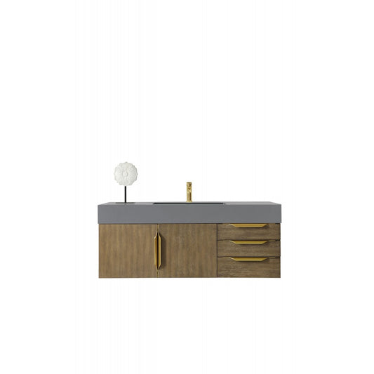 Mercer Island 48" Single Vanity Latte Oak Radiant Gold,Dusk Gray Composite Top