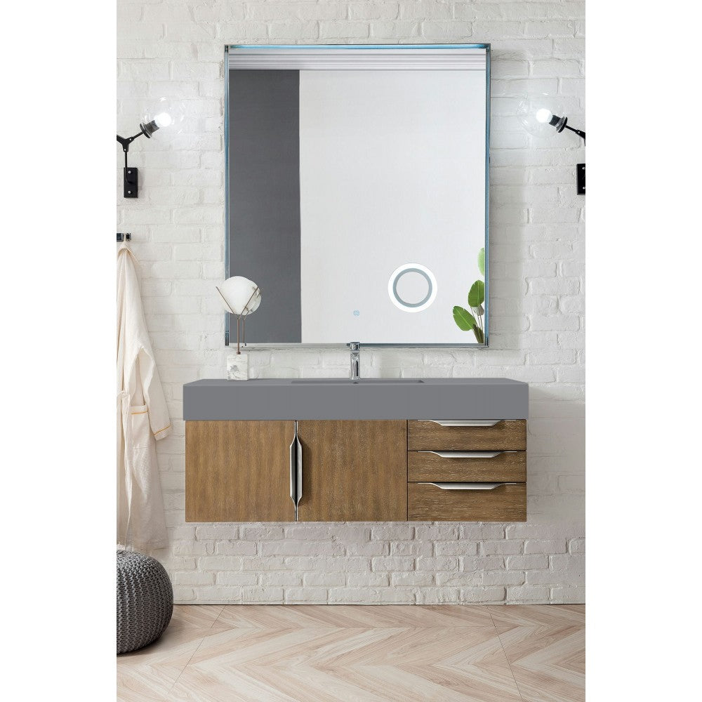 Mercer Island 48" Single Vanity, Latte Oak w/ Dusk Gray Glossy Composite Top