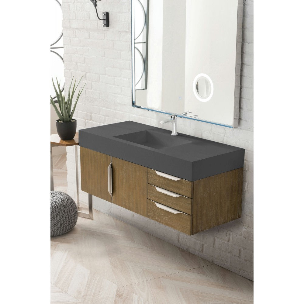 Mercer Island 48" Single Vanity, Latte Oak w/ Dusk Gray Glossy Composite Top