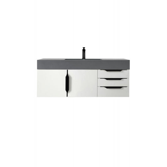 Mercer Island 48" Single Vanity  White Black w/Dusk Gray  Composite Top