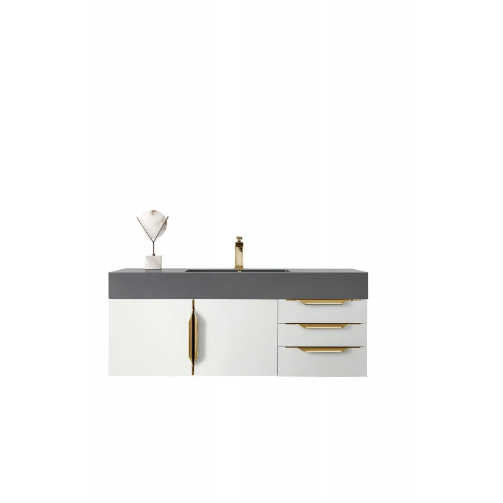 Mercer Island 48" Single Vanity  White Radiant Gold w/Dusk Gray  Composite Top