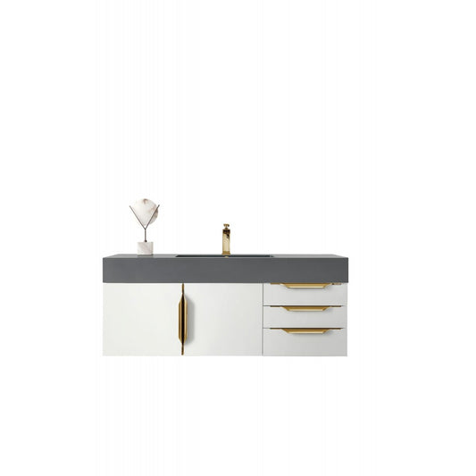 Mercer Island 48" Single Vanity  White Radiant Gold w/Dusk Gray  Composite Top