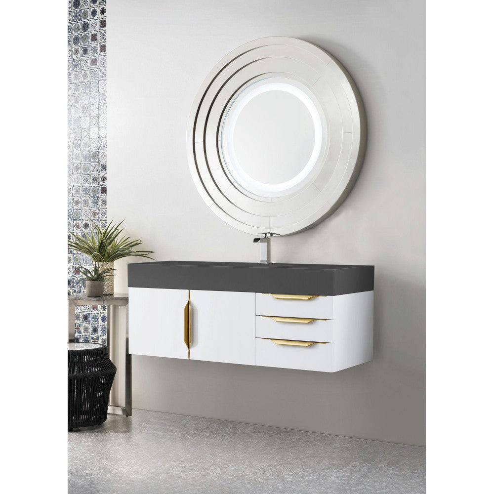 Mercer Island 48" Single Vanity  White Radiant Gold w/Dusk Gray  Composite Top