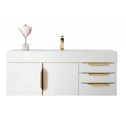 Mercer Island 48" Single Vanity  White Radiant Gold w/ White Composite Top