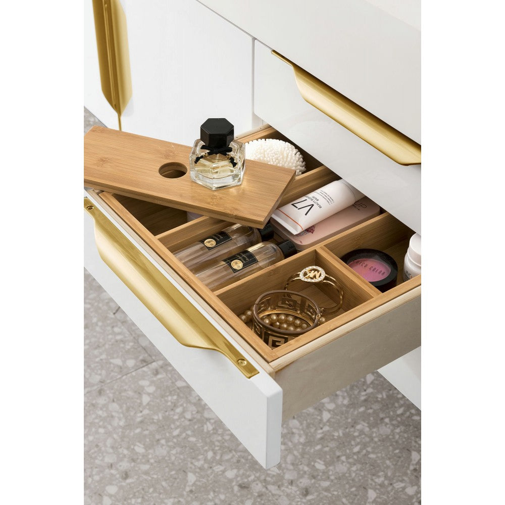 Mercer Island 48" Single Vanity  White Radiant Gold w/ White Composite Top