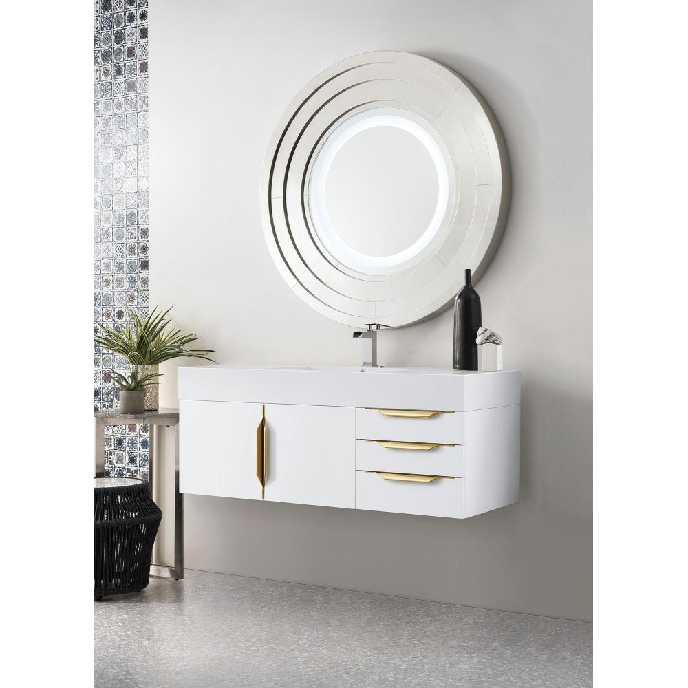 Mercer Island 48" Single Vanity  White Radiant Gold w/ White Composite Top