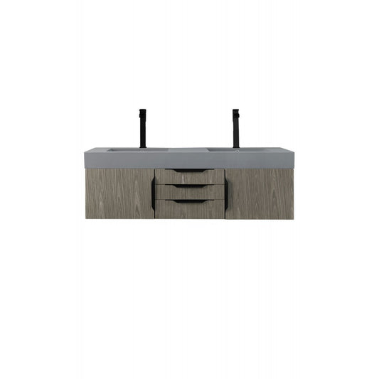 Mercer Island 59" Double Vanity Ash Gray Black w/Dusk Gray Glossy Composite Top