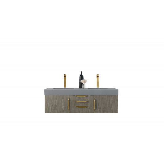 Mercer Island 59" Double Vanity Ash Gray Radiant Gold w/Dusk Gray  Composite Top