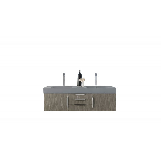 Mercer Island 59" Double Vanity, Ash Gray w/ Dusk Gray Glossy Composite Top