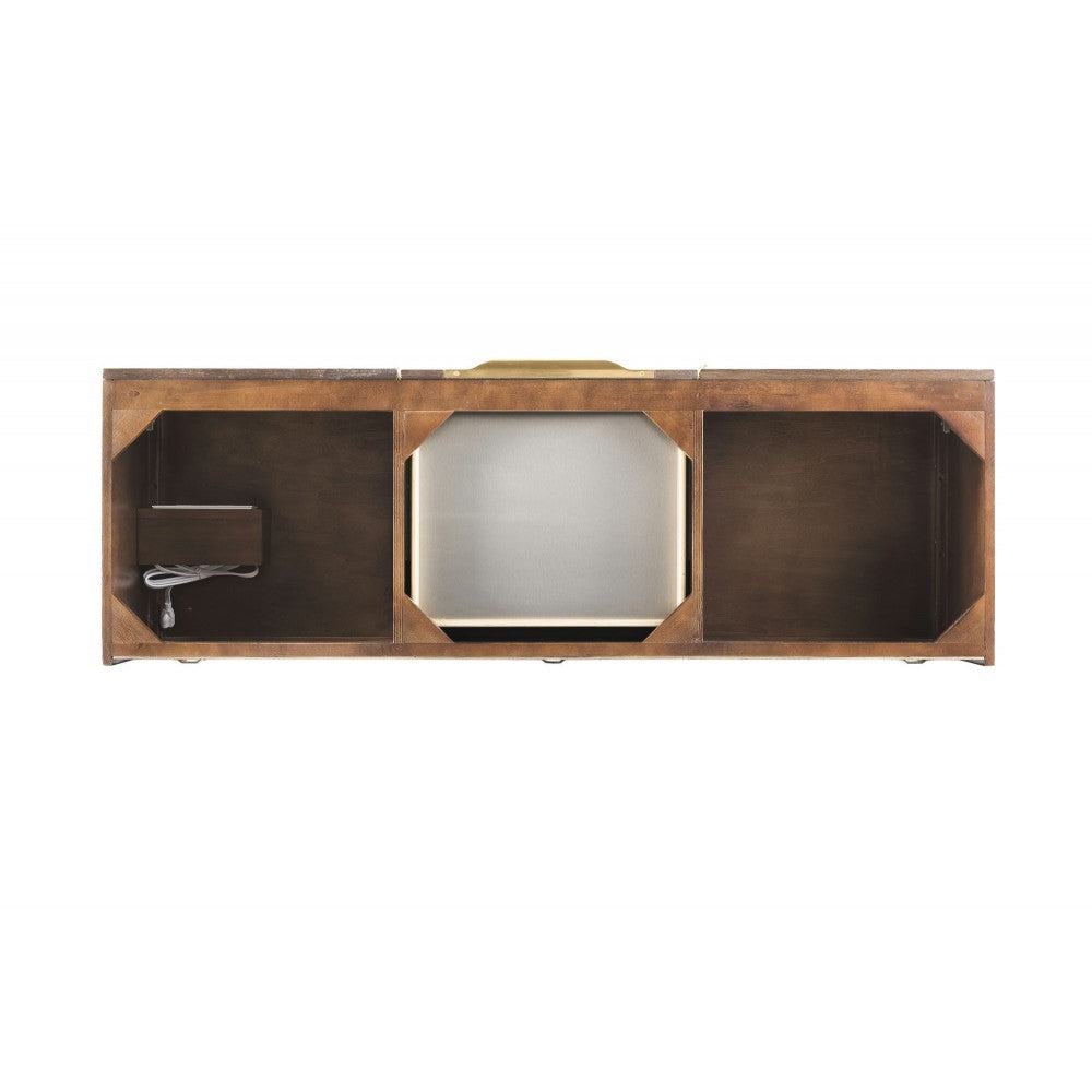 Mercer Island 59" Double Vanity, Coffee Oak, Radiant Gold