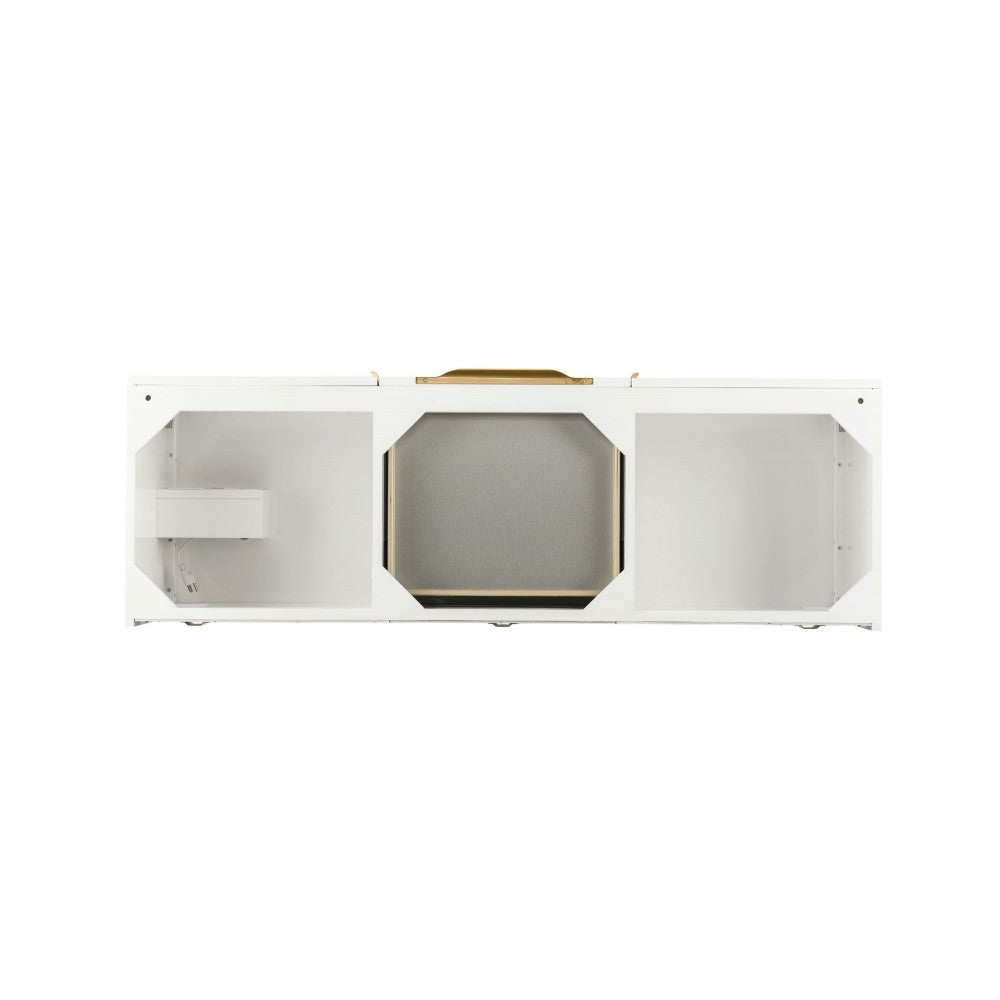 Mercer Island 59" Double Vanity, Glossy White, Radiant Gold