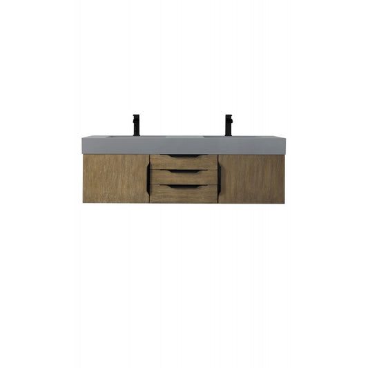 Mercer Island 59" Double Vanity Latte Oak Black w/Dusk Gray Glossy Composite Top