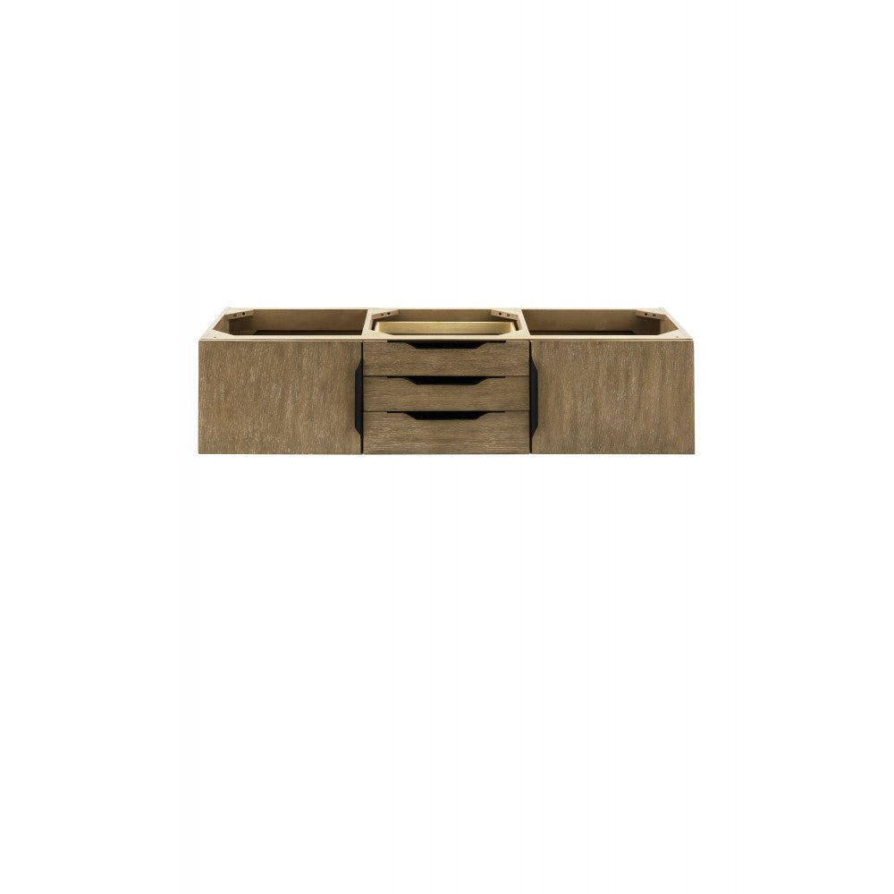 Mercer Island 59" Double Vanity, Latte Oak, Matte Black