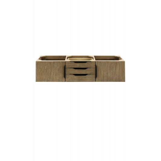 Mercer Island 59" Double Vanity, Latte Oak, Matte Black
