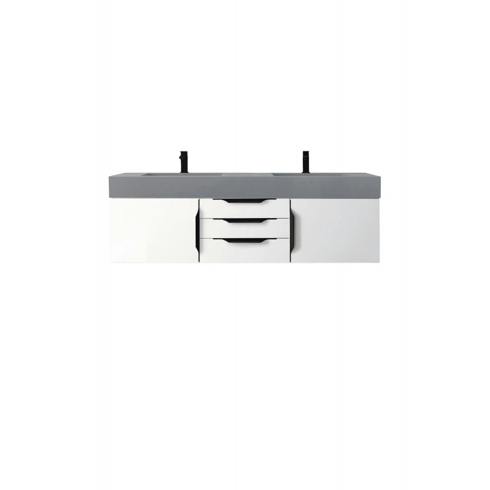 Mercer Island 59" Double Vanity  White Black w/Dusk Gray  Composite Top