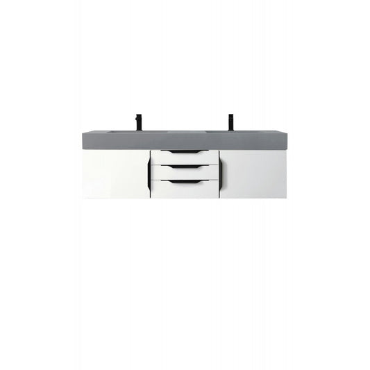 Mercer Island 59" Double Vanity  White Black w/Dusk Gray  Composite Top