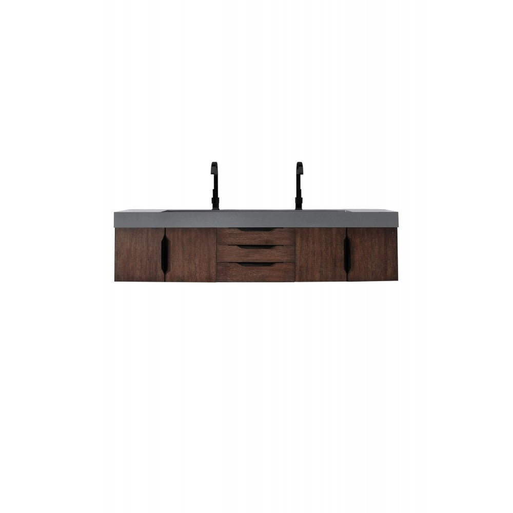 Mercer Island 72" Double Vanity Coffee Oak Black w/Dusk Gray  Composite Top