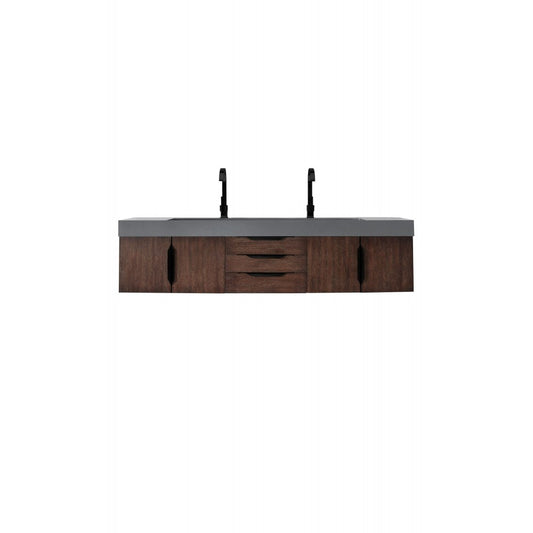 Mercer Island 72" Double Vanity Coffee Oak Black w/Dusk Gray  Composite Top