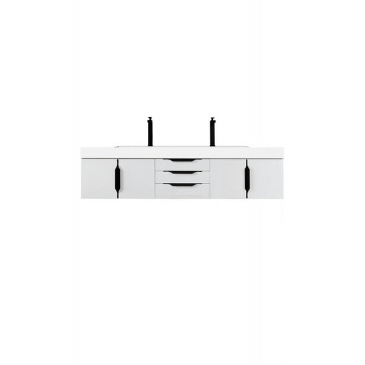 Mercer Island 72" Double Vanity Glossy White Black w/Glossy White Composite Top