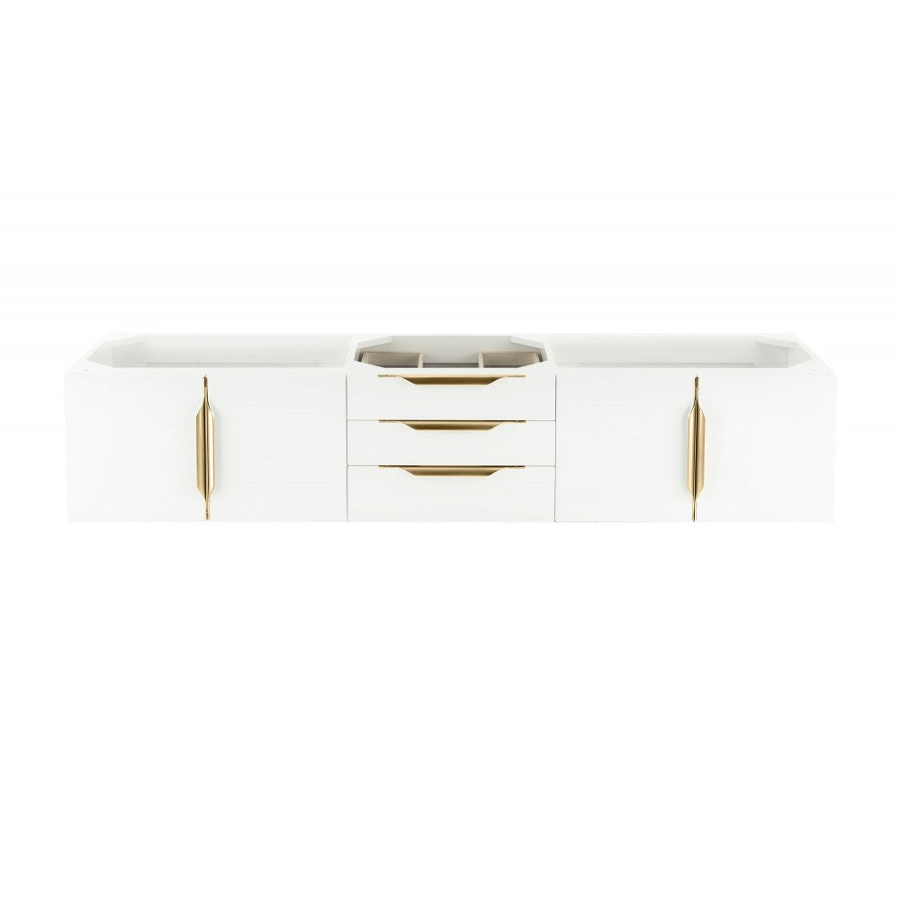 Mercer Island 72" Double Vanity, Glossy White, Radiant Gold