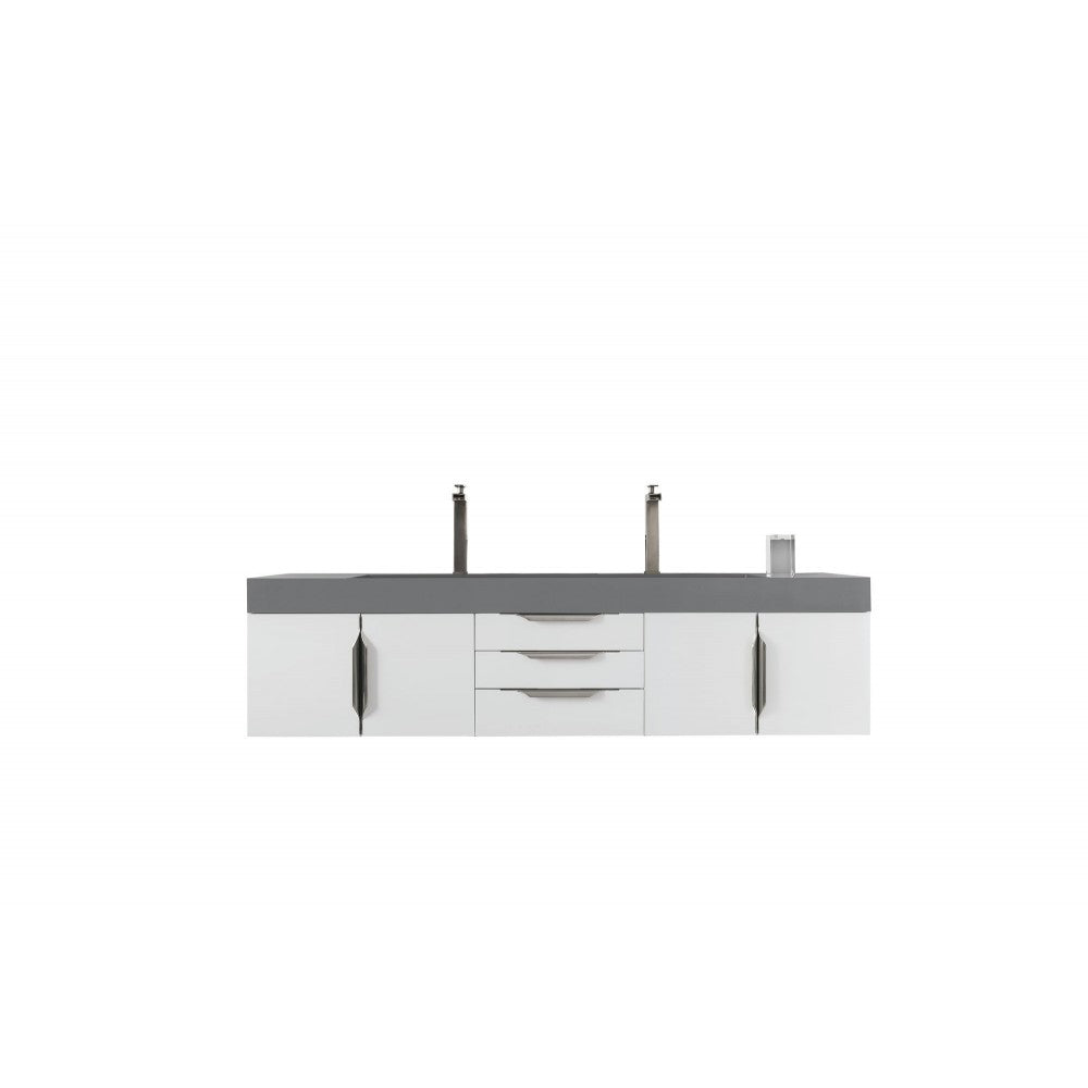 Mercer Island 72" Double Vanity, Glossy White w/ Dusk Gray Glossy Composite Top
