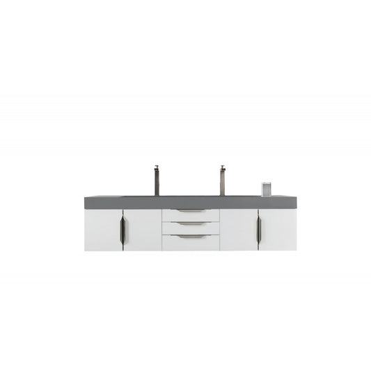 Mercer Island 72" Double Vanity, Glossy White w/ Dusk Gray Glossy Composite Top
