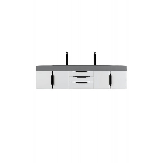 Mercer Island 72" Double Vanity  White Black w/Dusk Gray  Composite Top