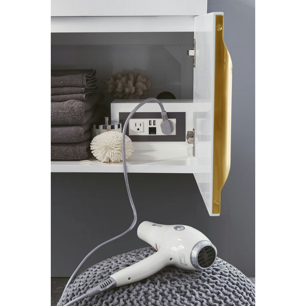 Mercer Island 72" Double Vanity  White Radiant Gold w/ White Composite Top