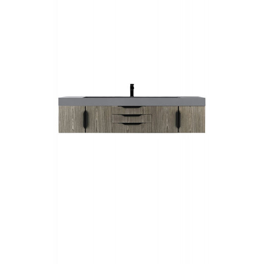 Mercer Island 72" Single Vanity Ash Gray Black w/Dusk Gray Glossy Composite Top
